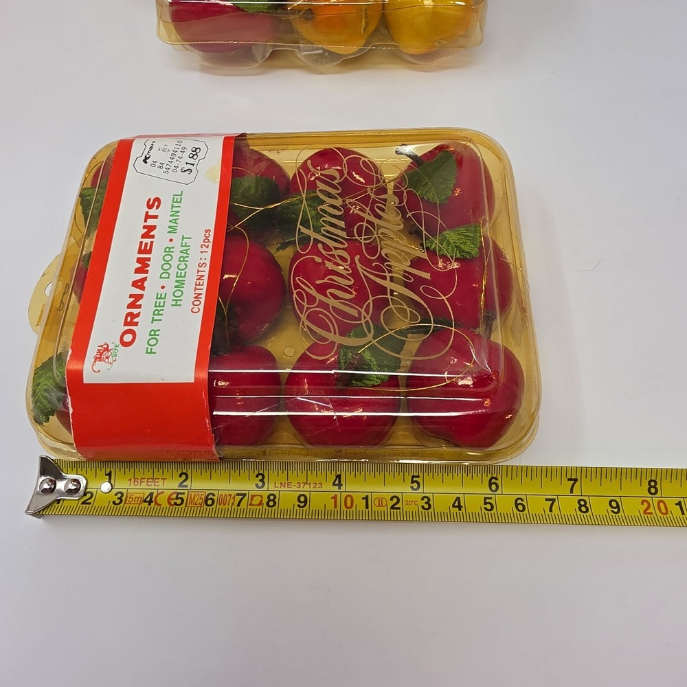 Vintage Kmart Trim A Tree Pear & Apple Christmas Tree Ornaments ~ 4 Boxes - Picture 14 of 16